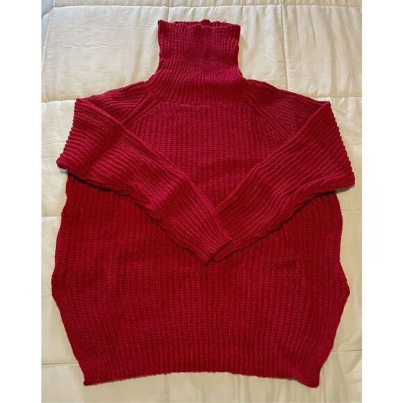 NWOT Bulky Red Turtleneck Sweater - Picture 1 of 8